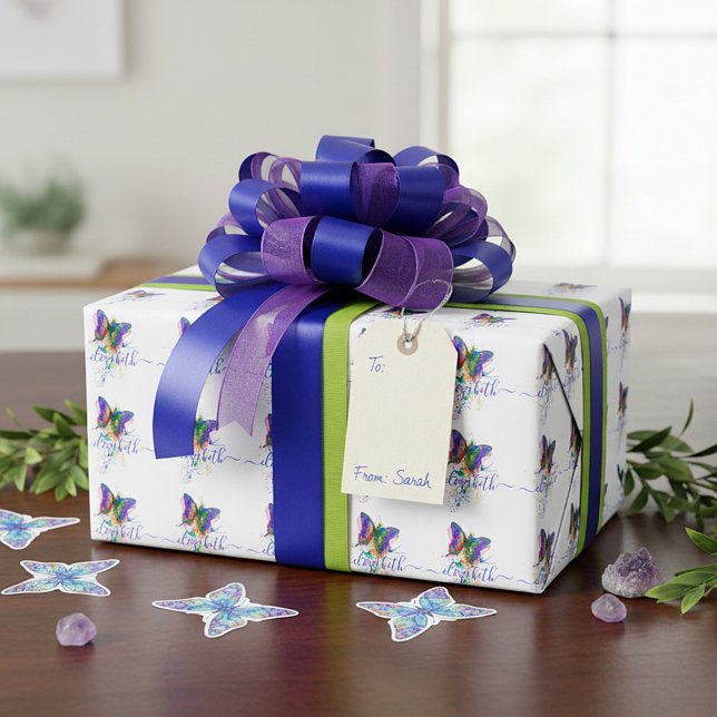 Personalized butterfly splatter   wrapping paper (Creator Uploaded)