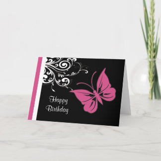 Personalized Butterfly Swirls Cranberry Pink Card