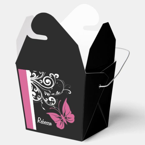 Personalized Butterfly Swirls Cranberry Pink Favor Boxes