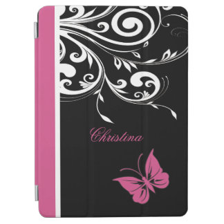Personalized Butterfly Swirls Cranberry Pink iPad Air Cover