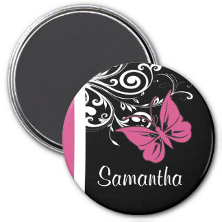 Personalized Butterfly Swirls Cranberry Pink Magnet