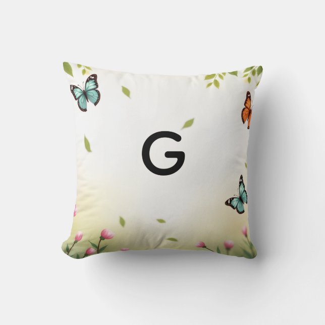 Personalized Butterfly  Throw Pillow (Front)