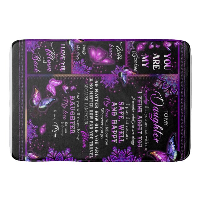 Personalized Butterfly To My Daughter Blanket Bath Mat (Front)