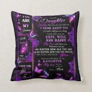 Personalized Butterfly To My Daughter Blanket Throw Pillow
