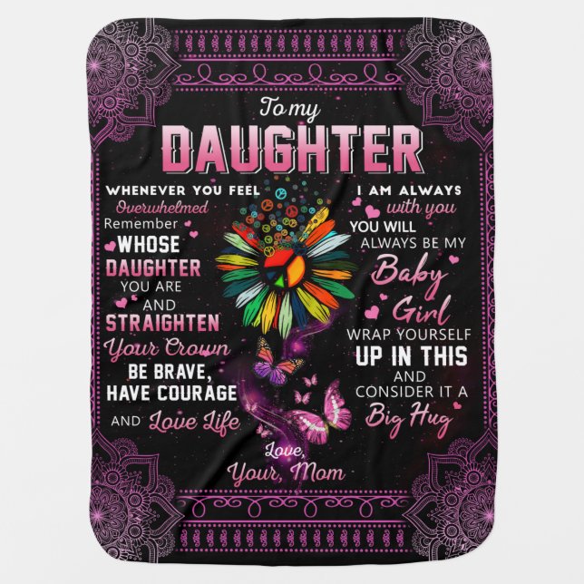 Personalized Butterfly To My Daughter From Mom Baby Blanket (Front)