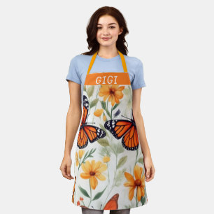 Personalized butterfly wildflower grandma spring apron