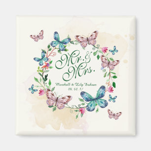 Personalized Butterfly Wreath Wedding Magnet