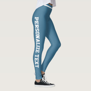 Personalized Buttery Soft Slate Blue White Striped Leggings