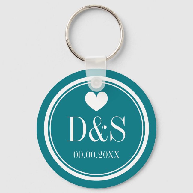 Personalized button keychains for newlywed couples (Front)