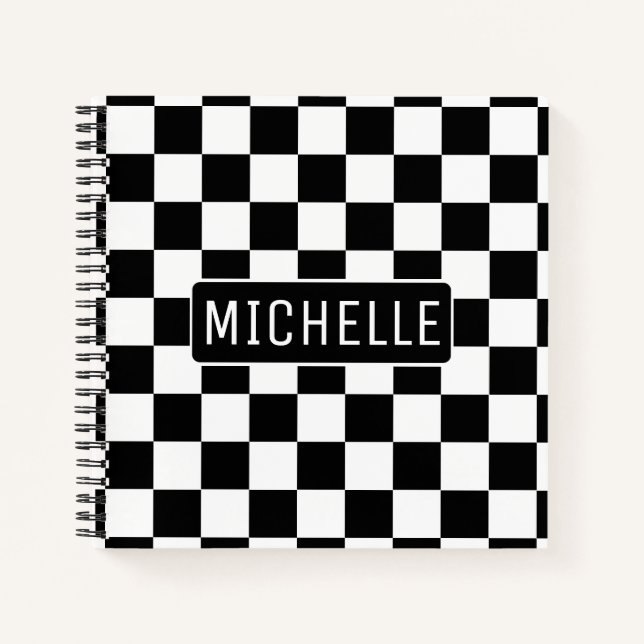Personalized BW Checkered Notebook (Front)