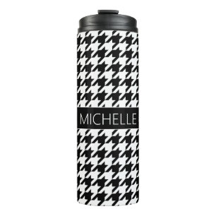 Personalized BW Houndstooth Thermal Tumbler
