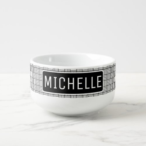 Personalized BW Weave Soup Mug