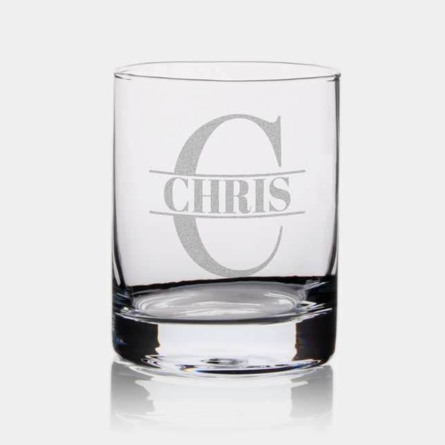 Personalized C Name Custom Gift for Him Dad Groom Rocks Glass (Glassware)