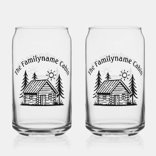 Personalized Cabin Can Glass Drinkware Set
