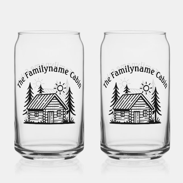 Personalized Cabin Can Glass Drinkware Set (Front)