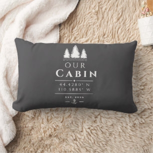 Personalized Cabin Coordinates Pillow