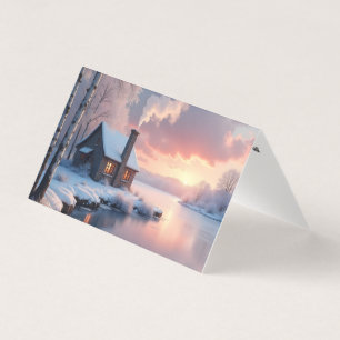 Personalized Cabin Lake Christmas Card