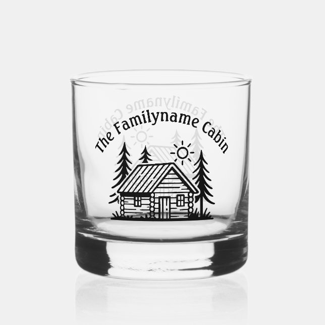 Personalized Cabin Rocks Glass Drinkware Set (Front)