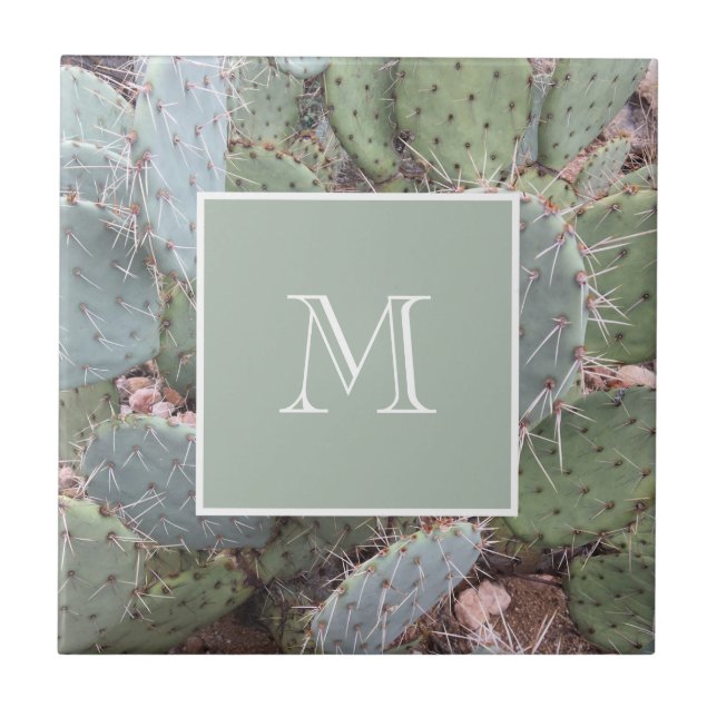 Personalized Cactus ceramic tile (Front)