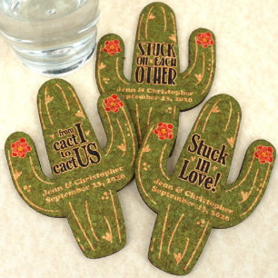 Personalized Cactus Cork Coaster Wedding Favor