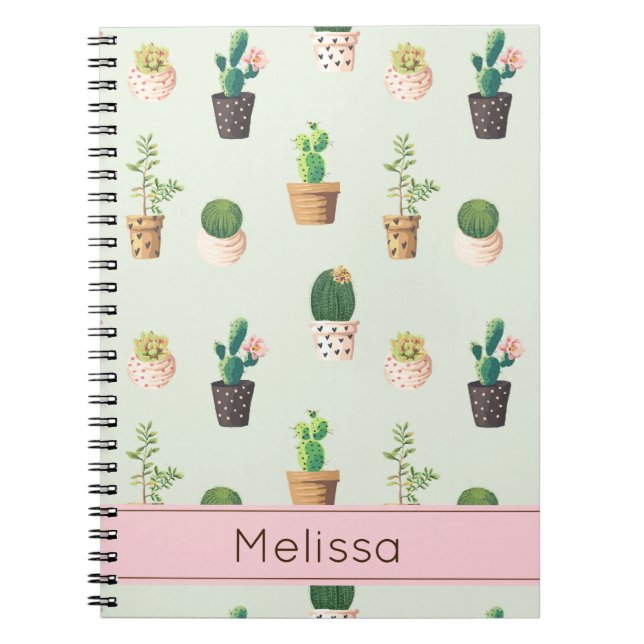 Personalized Cactus Print Notebook (Front)