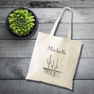 Personalized Cactus  Tote Bag