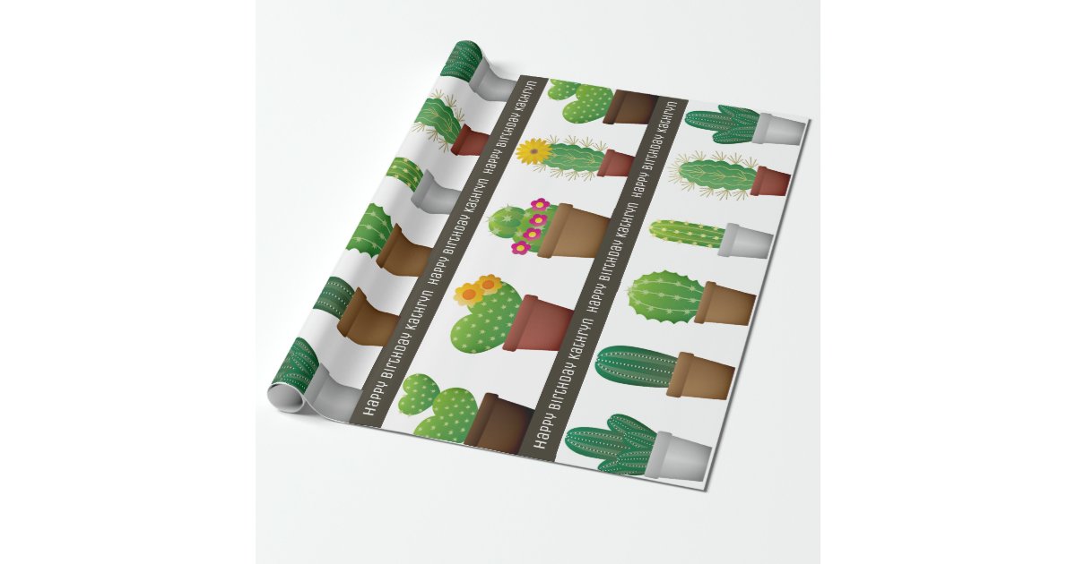 Personalized Cactus Wrapping Paper | Zazzle
