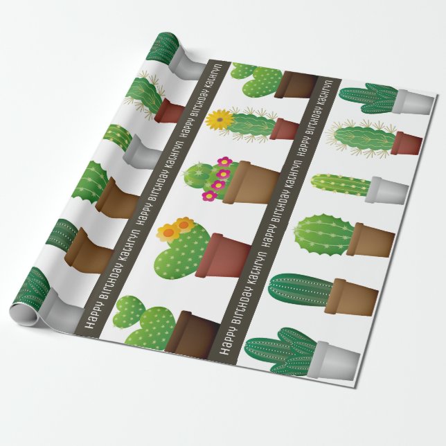 Personalized Cactus Wrapping Paper (Unrolled)