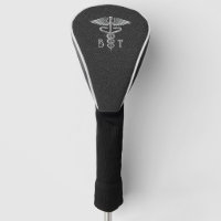 Personalized Caduceus on Black Leather-like