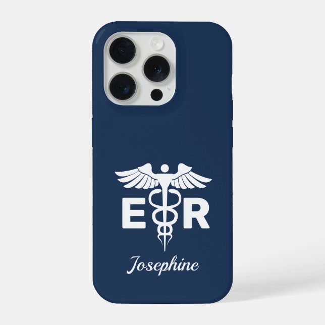 Personalized Caduceus Phone Case Gift for ER Nurse (Back)