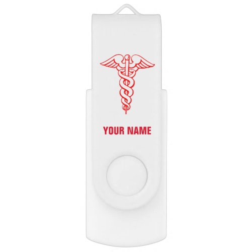 Personalized caduceus symbol USB pen flash drive