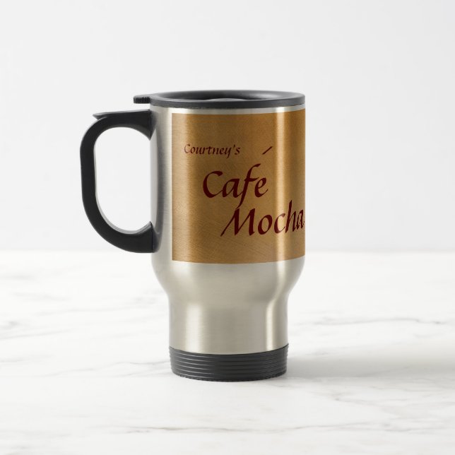 Personalized Cafe Mocha Copper Travel Mug (Left)