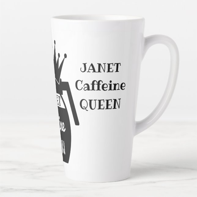 Personalized Caffeine QUEEN Coffee Pot Latte Mug (Right)