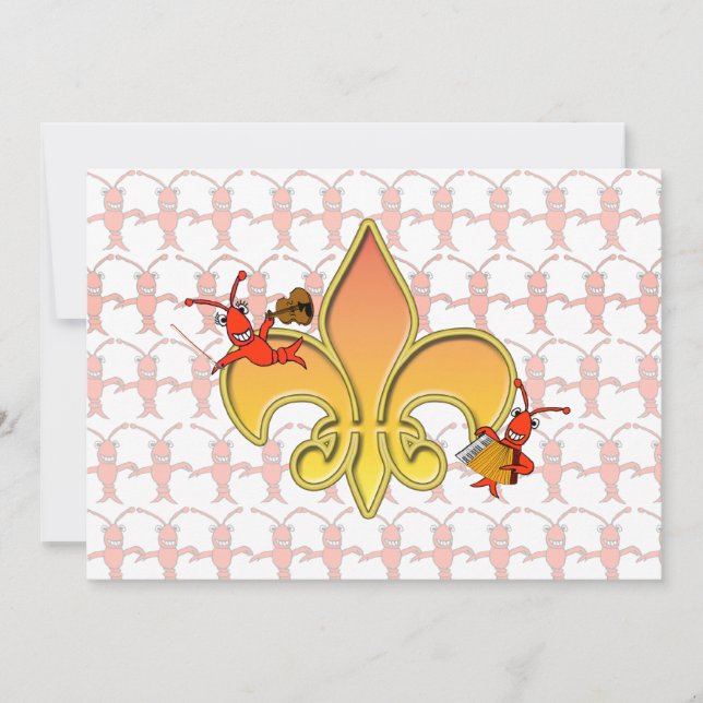 Personalized Cajun Crawfish Fleur de Lis Invite (Front)