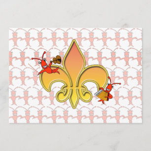 Personalized Cajun Crawfish Fleur de Lis Invite
