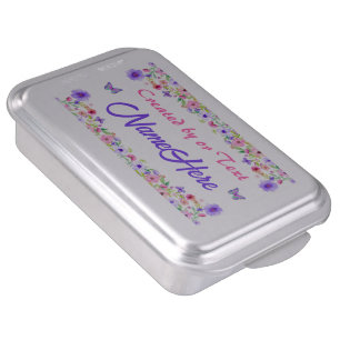 Personalized Cake Pans with Lids, Pastel Floral