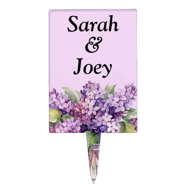 Personalized cake topper, floral topper (Front)