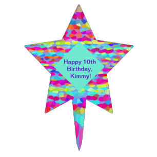 Personalized Cake Topper in Artsy Confetti Fringe