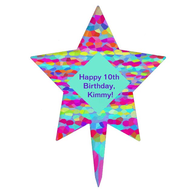 Personalized Cake Topper in Artsy Confetti Fringe (Front)