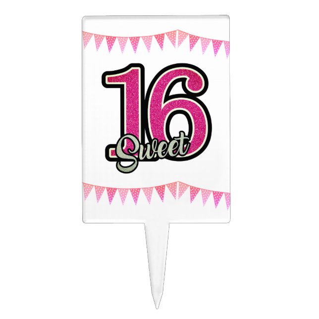Personalized cake topper sweet 16 (Front)