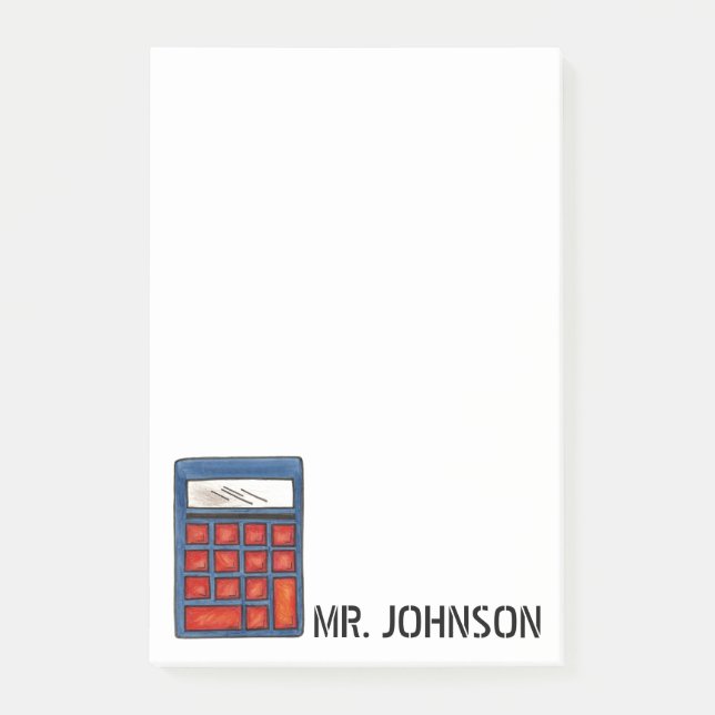Personalized Calculator Math School Teacher Gift Post-it Notes (Front)
