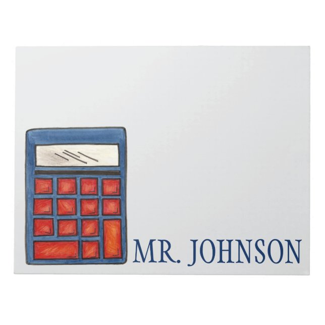 Personalized Calculator Math Teacher Notepad (Front)