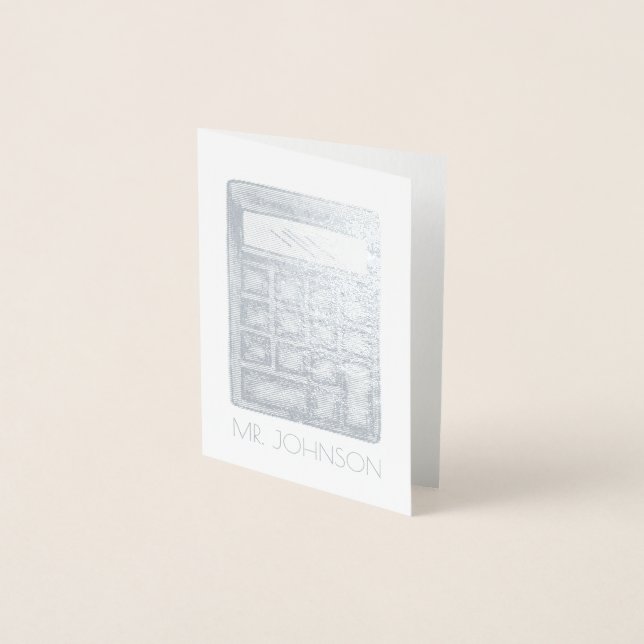 Personalized Calculator Math Teacher School Gift Foil Card (Front)