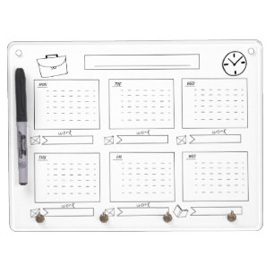 Personalized calendar Planner for the week Dry Erase Board With Keychain Holder