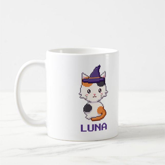 Personalized Calico Cat Halloween Mug (Left)