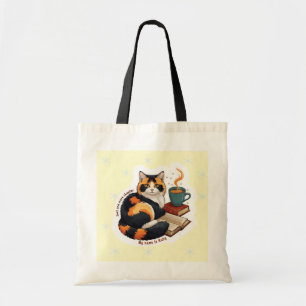 Personalized Calico Cat Reading Tote Bag