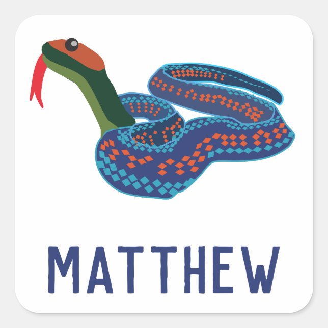 Personalized California Red Sided Garter Snake Square Sticker (Front)