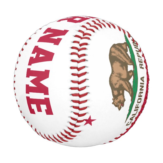 Personalized California Republic Flag Baseball (Angled)