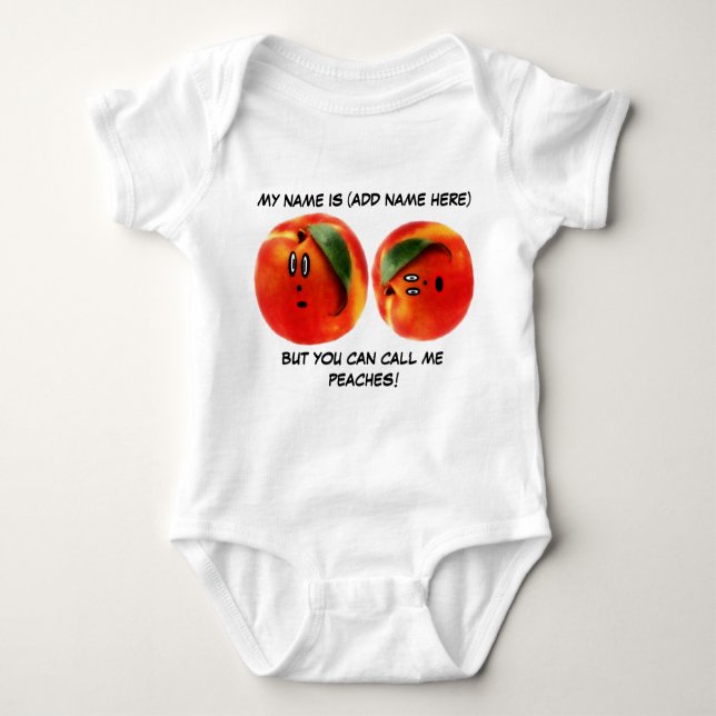 Personalized Call Me Peaches Baby Baby Bodysuit (Front)