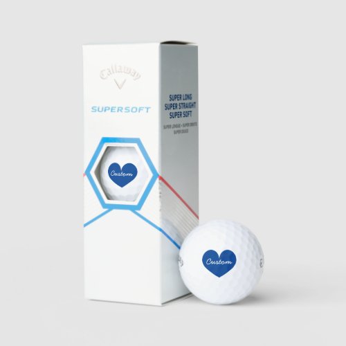 Personalized Callaway golf balls with blue heart